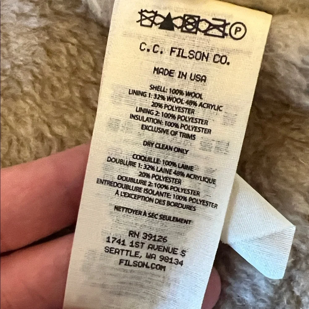 Filson Lined Mackinaw Wool Cape Coat - Cobalt/Black Small [Preowned - Excellent] - Picture 3 of 7